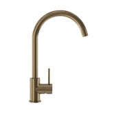 Temple &amp; Webster Clovelly Antique Brass Gooseneck Kitchen Sink Mixer