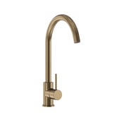Temple &amp; Webster Clovelly Antique Brass Gooseneck Kitchen Sink Mixer