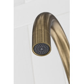 Temple &amp; Webster Clovelly Antique Brass Gooseneck Kitchen Sink Mixer