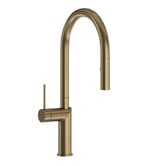 Temple &amp; Webster Clovelly Antique Brass Gooseneck Pull-Out Kitchen Sink Mixer
