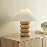 Temple &amp; Webster Bodhi Stacked Rubberwood Table Lamp