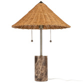 Temple &amp; Webster Tove Marble &amp; Rattan Table Lamp