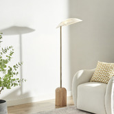Temple &amp; Webster Arthur Asymmetrical Rubberwood Floor Lamp