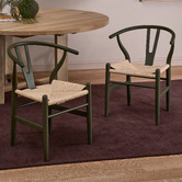 Temple &amp; Webster Olive Hans Wegner Wishbone Replica Solid Beech Wood Dining Chairs