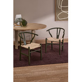 Temple &amp; Webster Olive Hans Wegner Wishbone Replica Solid Beech Wood Dining Chairs