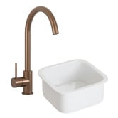 Temple &amp; Webster Clovelly Bronze Sink Mixer &amp; Bowral 480mm Fireclay Sink Package