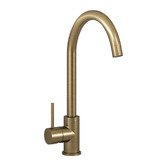 Temple &amp; Webster Clovelly Antique Brass Gooseneck Sink Mixer &amp; Bowral Fireclay Sink Package
