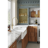 Temple &amp; Webster Clovelly Brushed Gold Pull-Out Sink Mixer &amp; Bowral Fireclay Sink Package