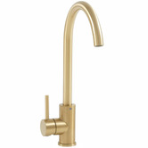 Temple &amp; Webster Clovelly Brushed Gold Gooseneck Sink Mixer &amp; Bowral Fireclay Sink Package