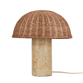 Temple &amp; Webster Benji Mushroom Cement &amp; Rattan Table Lamp
