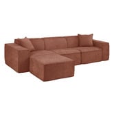 Temple &amp; Webster Cubo 4 Seater Chenille Modular Sofa &amp; Ottoman Set