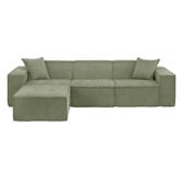 Temple &amp; Webster Cubo 4 Seater Chenille Modular Sofa &amp; Ottoman Set