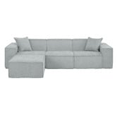 Temple &amp; Webster Cubo 4 Seater Chenille Modular Sofa &amp; Ottoman Set