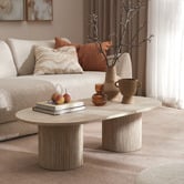 Temple &amp; Webster Tilly Oval Travertine-Look Coffee Table