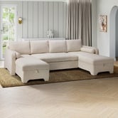 Temple &amp; Webster Frida 4 Seater Storage Sofa Bed with Double Chaise