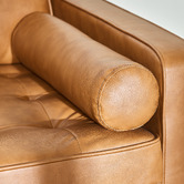 Temple &amp; Webster Tan Stockholm 3 Seater Faux Leather Sofa