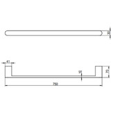 Temple &amp; Webster Clovelly 750mm Brushed Gold Single Towel Rail