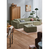 Temple &amp; Webster Cubo 4 Seater Chenille Modular Sofa &amp; Ottoman Set
