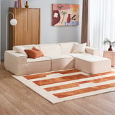 Temple &amp; Webster Cubo 4 Seater Chenille Modular Sofa &amp; Ottoman Set
