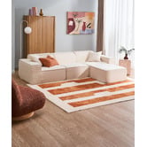 Temple &amp; Webster Cubo 4 Seater Chenille Modular Sofa &amp; Ottoman Set