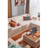 Temple &amp; Webster Cubo 4 Seater Chenille Modular Sofa &amp; Ottoman Set