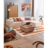 Temple &amp; Webster Cubo 4 Seater Chenille Modular Sofa &amp; Ottoman Set