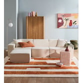 Temple &amp; Webster Cubo 4 Seater Chenille Modular Sofa &amp; Ottoman Set