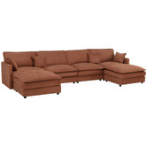 Temple &amp; Webster Coco 5 Seater Upholstered Modular Sofa &amp; Ottoman Set
