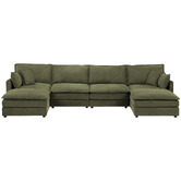 Temple &amp; Webster Coco 5 Seater Upholstered Modular Sofa &amp; Ottoman Set