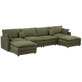 Temple &amp; Webster Coco 5 Seater Upholstered Modular Sofa &amp; Ottoman Set
