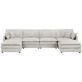 Temple &amp; Webster Coco 5 Seater Upholstered Modular Sofa &amp; Ottoman Set