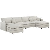 Temple &amp; Webster Coco 5 Seater Upholstered Modular Sofa &amp; Ottoman Set
