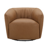 Temple &amp; Webster Caleb Faux Leather Swivel Armchair