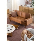 Temple &amp; Webster Tan Stockholm 3 Seater Faux Leather Sofa