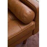 Temple &amp; Webster Tan Stockholm 3 Seater Faux Leather Sofa