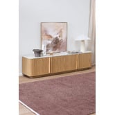 Temple &amp; Webster Talia 4 Door Travertine-Look TV Unit