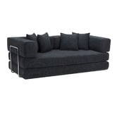 Temple &amp; Webster Jemima 3 Seater Queen Boucle Sofa Bed