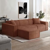 Temple &amp; Webster Cubo 4 Seater Chenille Modular Sofa &amp; Ottoman Set