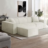 Temple &amp; Webster Cubo 4 Seater Chenille Modular Sofa &amp; Ottoman Set