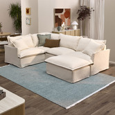 Temple &amp; Webster Softy Premium 5 Seater Queen Slipcover Corner Sofa Bed