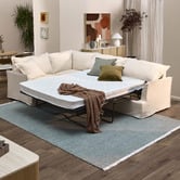 Temple &amp; Webster Softy Premium 5 Seater Queen Slipcover Corner Sofa Bed