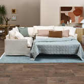 Temple &amp; Webster Softy Premium 5 Seater Queen Slipcover Corner Sofa Bed