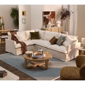 Temple &amp; Webster Softy Premium 5 Seater Queen Slipcover Corner Sofa Bed