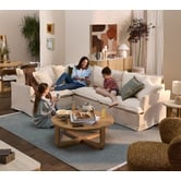 Temple &amp; Webster Softy Premium 5 Seater Queen Slipcover Corner Sofa Bed