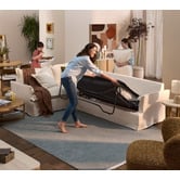 Temple &amp; Webster Softy Premium 5 Seater Queen Slipcover Corner Sofa Bed