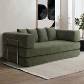 Temple &amp; Webster Jemima 3 Seater Queen Boucle Sofa Bed