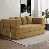 Temple &amp; Webster Jemima 3 Seater Queen Boucle Sofa Bed