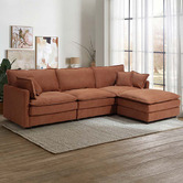 Temple &amp; Webster Coco 4 Seater Upholstered Modular Sofa &amp; Ottoman Set