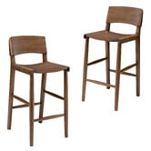 Temple &amp; Webster 65cm  Kobe High Back Ash Wood Barstool
