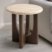 Temple &amp; Webster Annalisa Travertine Stone Side Table